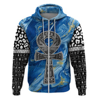 Ankh On Blue Zip Hoodie Pan African - Wonder Print Shop