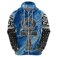 Ankh On Blue Zip Hoodie Pan African - Wonder Print Shop
