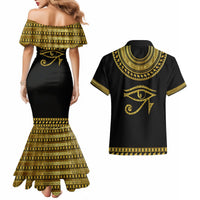Eyes Of Horus Couples Matching Mermaid Dress and Hawaiian Shirt Egyptian Art - Wonder Print Shop