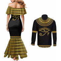 Eyes Of Horus Couples Matching Mermaid Dress and Long Sleeve Button Shirt Egyptian Art