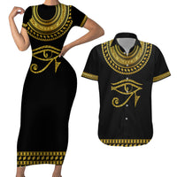 Eyes Of Horus Couples Matching Short Sleeve Bodycon Dress and Hawaiian Shirt Egyptian Art - Wonder Print Shop