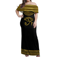 Eyes Of Horus Off Shoulder Maxi Dress Egyptian Art - Wonder Print Shop
