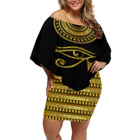 Eyes Of Horus Off Shoulder Short Dress Egyptian Art - Wonder Print Shop