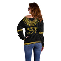 Eyes Of Horus Off Shoulder Sweater Egyptian Art - Wonder Print Shop