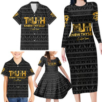 Personalized Truth Know Thyself Family Matching Long Sleeve Bodycon Dress and Hawaiian Shirt Eye of Horus and Ankh - Wonder Print Shop