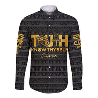 Personalized Truth Know Thyself Long Sleeve Button Shirt Eye of Horus and Ankh - Wonder Print Shop