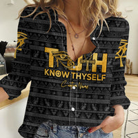 Personalized Truth Know Thyself Women Casual Shirt Eye of Horus and Ankh - Wonder Print Shop