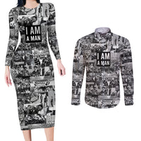 Black Power Couples Matching Long Sleeve Bodycon Dress and Long Sleeve Button Shirt African American Culture - Wonder Print Shop