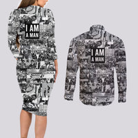 Black Power Couples Matching Long Sleeve Bodycon Dress and Long Sleeve Button Shirt African American Culture - Wonder Print Shop