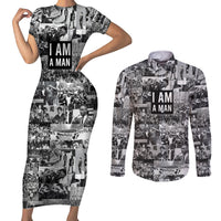 Black Power Couples Matching Short Sleeve Bodycon Dress and Long Sleeve Button Shirt African American Culture - Wonder Print Shop