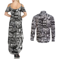 Black Power Couples Matching Summer Maxi Dress and Long Sleeve Button Shirt African American Culture - Wonder Print Shop