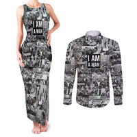 Black Power Couples Matching Tank Maxi Dress and Long Sleeve Button Shirt African American Culture - Wonder Print Shop