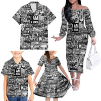 Black Power Family Matching Off Shoulder Long Sleeve Dress and Hawaiian Shirt African American Culture - Wonder Print Shop