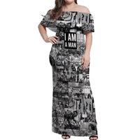 Black Power Off Shoulder Maxi Dress African American Culture - Wonder Print Shop