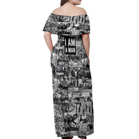 Black Power Off Shoulder Maxi Dress African American Culture - Wonder Print Shop