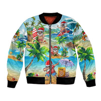 Guam Christmas Bomber Jacket Santa Claus Beach and Wave - Wonder Print Shop