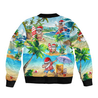 Guam Christmas Bomber Jacket Santa Claus Beach and Wave - Wonder Print Shop