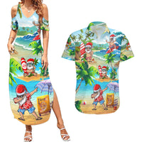 Guam Christmas Couples Matching Summer Maxi Dress and Hawaiian Shirt Santa Claus Beach and Wave - Wonder Print Shop