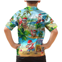 Guam Christmas Family Matching Mermaid Dress and Hawaiian Shirt Santa Claus Beach and Wave - Wonder Print Shop