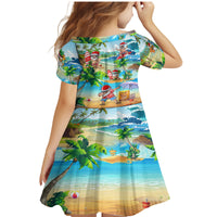 Guam Christmas Family Matching Mermaid Dress and Hawaiian Shirt Santa Claus Beach and Wave - Wonder Print Shop