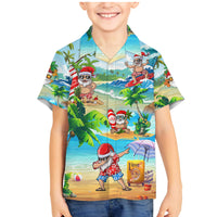 Guam Christmas Family Matching Mermaid Dress and Hawaiian Shirt Santa Claus Beach and Wave - Wonder Print Shop