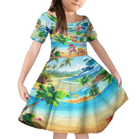 Guam Christmas Family Matching Summer Maxi Dress and Hawaiian Shirt Santa Claus Beach and Wave - Wonder Print Shop
