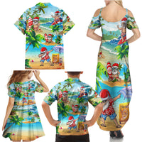 Guam Christmas Family Matching Summer Maxi Dress and Hawaiian Shirt Santa Claus Beach and Wave - Wonder Print Shop
