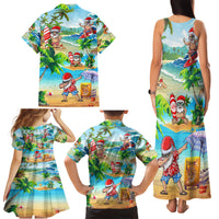 Guam Christmas Family Matching Tank Maxi Dress and Hawaiian Shirt Santa Claus Beach and Wave - Wonder Print Shop