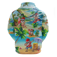 Guam Christmas Hoodie Santa Claus Beach and Wave - Wonder Print Shop