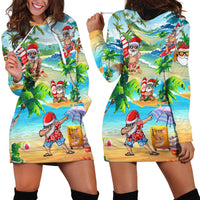 Guam Christmas Hoodie Dress Santa Claus Beach and Wave - Wonder Print Shop