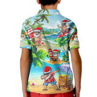 Guam Christmas Kid Polo Shirt Santa Claus Beach and Wave - Wonder Print Shop
