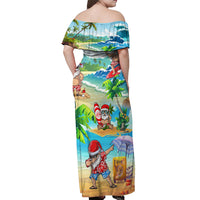 Guam Christmas Off Shoulder Maxi Dress Santa Claus Beach and Wave - Wonder Print Shop