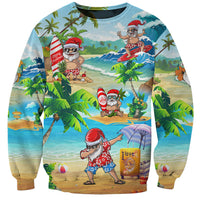 Guam Christmas Sweatshirt Santa Claus Beach and Wave - Wonder Print Shop