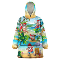 Guam Christmas Wearable Blanket Hoodie Santa Claus Beach and Wave - Wonder Print Shop