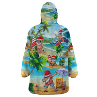 Guam Christmas Wearable Blanket Hoodie Santa Claus Beach and Wave - Wonder Print Shop
