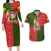 Hawaii Christmas Couples Matching Long Sleeve Bodycon Dress and Hawaiian Shirt Mele Kalikimaka Kanaka Maoli - Wonder Print Shop