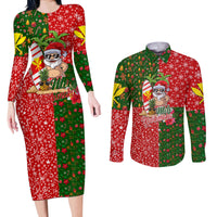 Hawaii Christmas Couples Matching Long Sleeve Bodycon Dress and Long Sleeve Button Shirts Mele Kalikimaka Kanaka Maoli - Wonder Print Shop