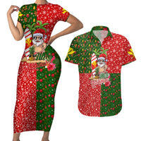 Hawaii Christmas Couples Matching Short Sleeve Bodycon Dress and Hawaiian Shirt Mele Kalikimaka Kanaka Maoli - Wonder Print Shop