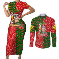 Hawaii Christmas Couples Matching Short Sleeve Bodycon Dress and Long Sleeve Button Shirts Mele Kalikimaka Kanaka Maoli - Wonder Print Shop