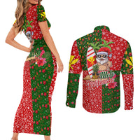 Hawaii Christmas Couples Matching Short Sleeve Bodycon Dress and Long Sleeve Button Shirts Mele Kalikimaka Kanaka Maoli - Wonder Print Shop