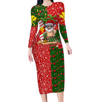Hawaii Christmas Family Matching Long Sleeve Bodycon Dress and Hawaiian Shirt Mele Kalikimaka Kanaka Maoli - Wonder Print Shop