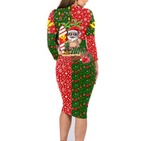 Hawaii Christmas Family Matching Long Sleeve Bodycon Dress and Hawaiian Shirt Mele Kalikimaka Kanaka Maoli - Wonder Print Shop