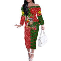 Hawaii Christmas Family Matching Off Shoulder Long Sleeve Dress and Hawaiian Shirt Mele Kalikimaka Kanaka Maoli - Wonder Print Shop