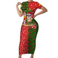 Hawaii Christmas Family Matching Short Sleeve Bodycon Dress and Hawaiian Shirt Mele Kalikimaka Kanaka Maoli - Wonder Print Shop