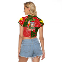 Hawaii Christmas Raglan Cropped T Shirt Mele Kalikimaka Kanaka Maoli - Wonder Print Shop