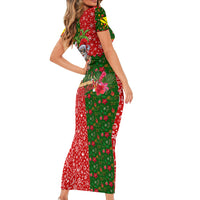Hawaii Christmas Short Sleeve Bodycon Dress Mele Kalikimaka Kanaka Maoli - Wonder Print Shop