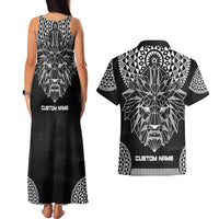 Geometric Head Lion Couples Matching Tank Maxi Dress and Hawaiian Shirt - Wonder Print Shop