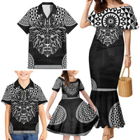 Geometric Head Lion Family Matching Mermaid Dress and Hawaiian Shirt - Wonder Print Shop