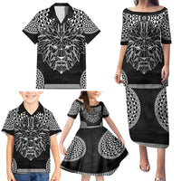 Geometric Head Lion Family Matching Puletasi and Hawaiian Shirt - Wonder Print Shop