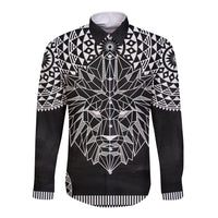 Geometric Head Lion Long Sleeve Button Shirt - Wonder Print Shop